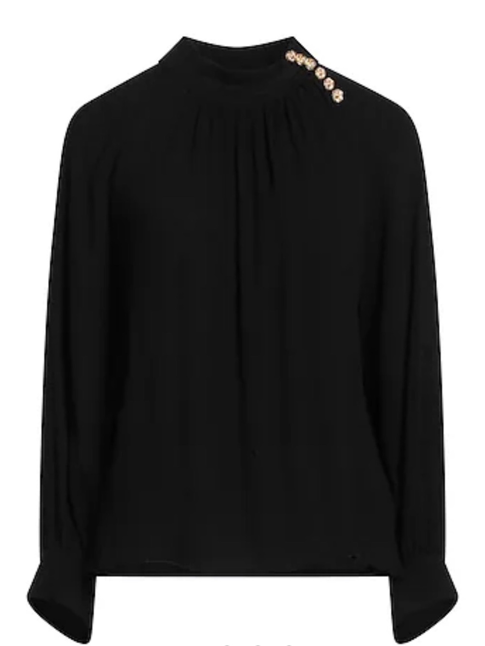 ba&sh Black Long-Sleeve Blouse with Gold Buttons